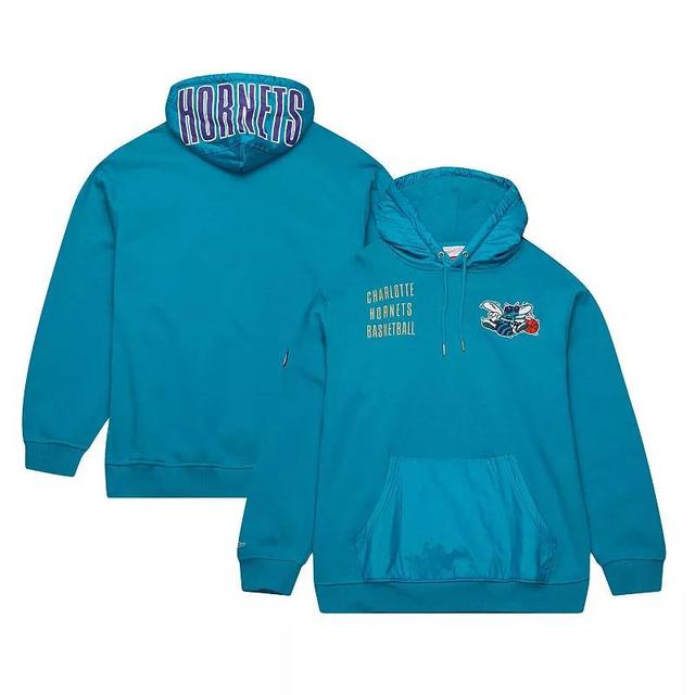 Mens Mitchell & Ness Teal Charlotte Hornets Team OG 2.0 Vintage Logo Fleece Pullover Hoodie Product Image