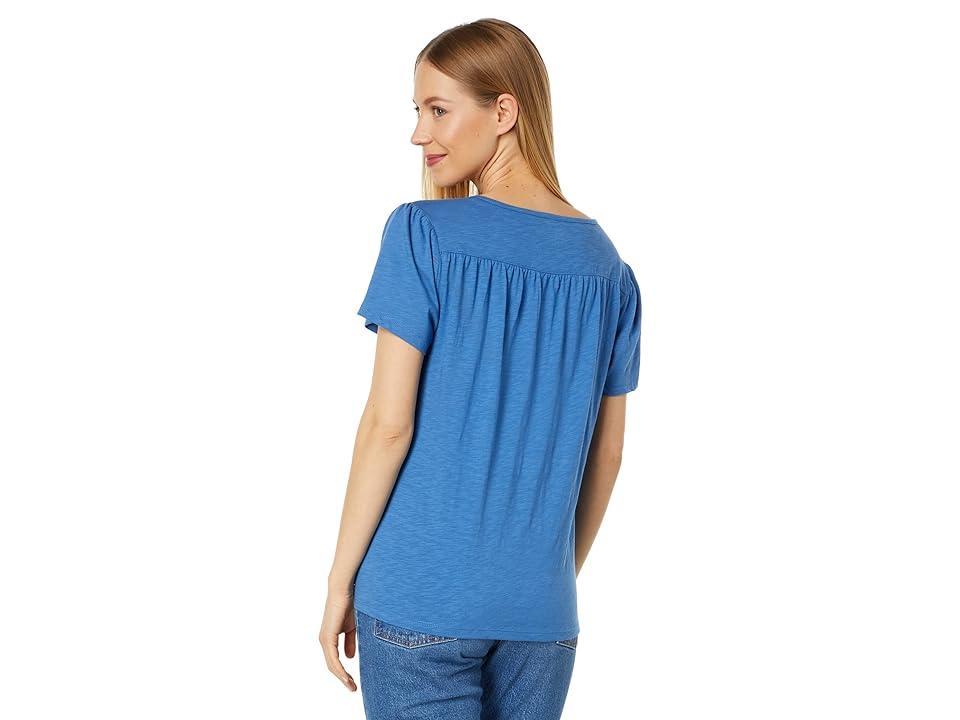 L.L.Bean Organic Cotton Smocked Notch Neck Tee Short Sleeve (Rustic ) Women's Sweater Product Image