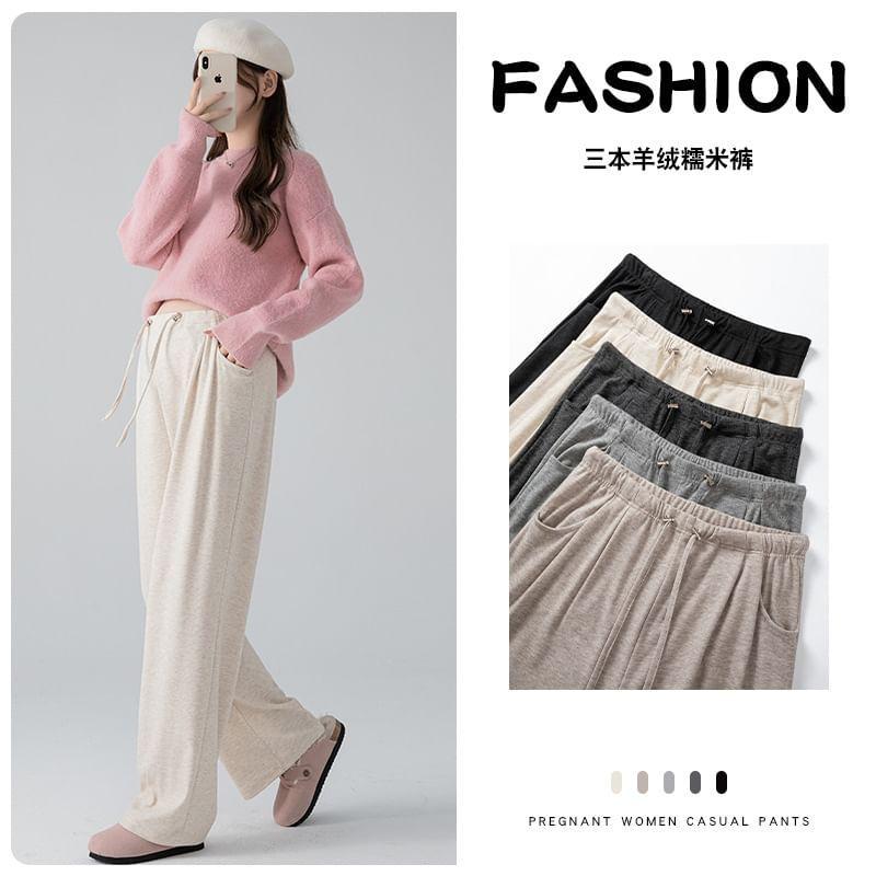 Maternity Drawstring Waist Wide Leg Pants Product Image