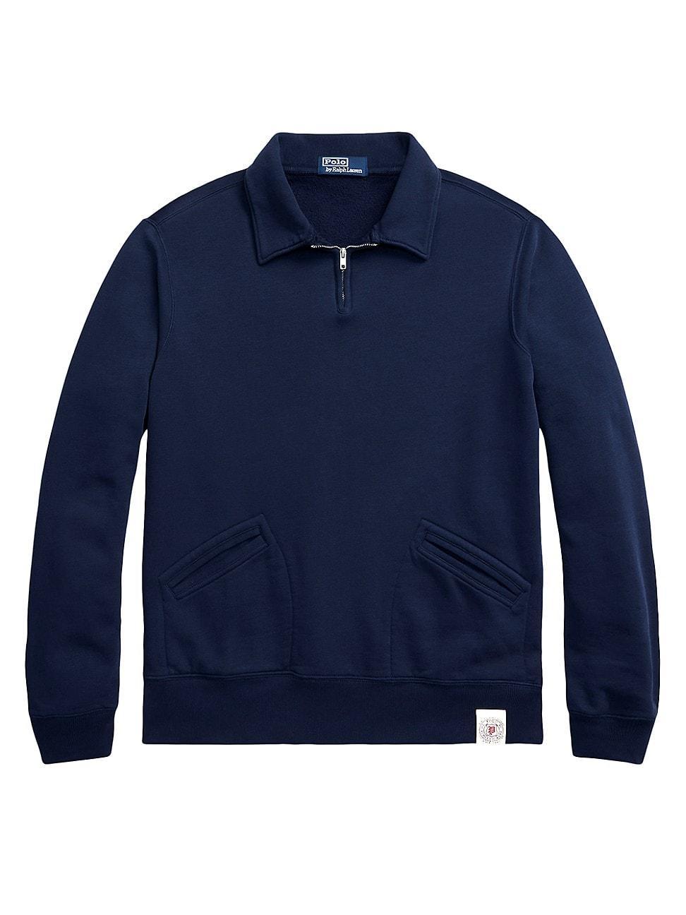 Mens Half-Zip Fleece Long-Sleeve Polo Sweatshirt Product Image