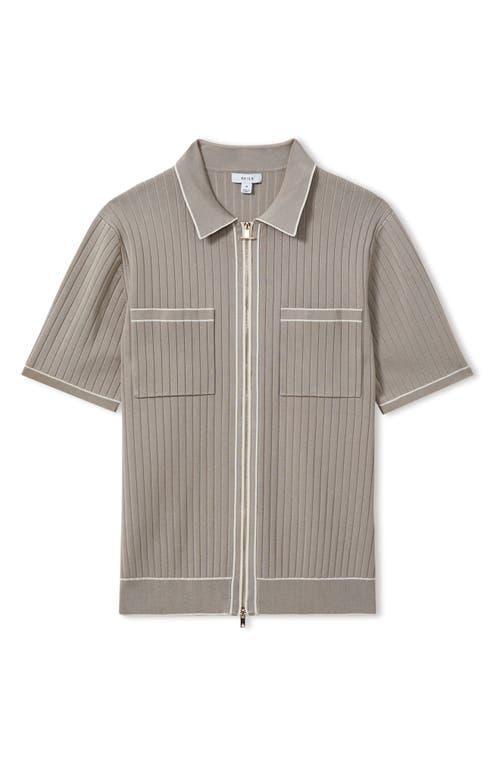 REISS Stone Christophe Ribbed Dual Zip-front Shirt Product Image