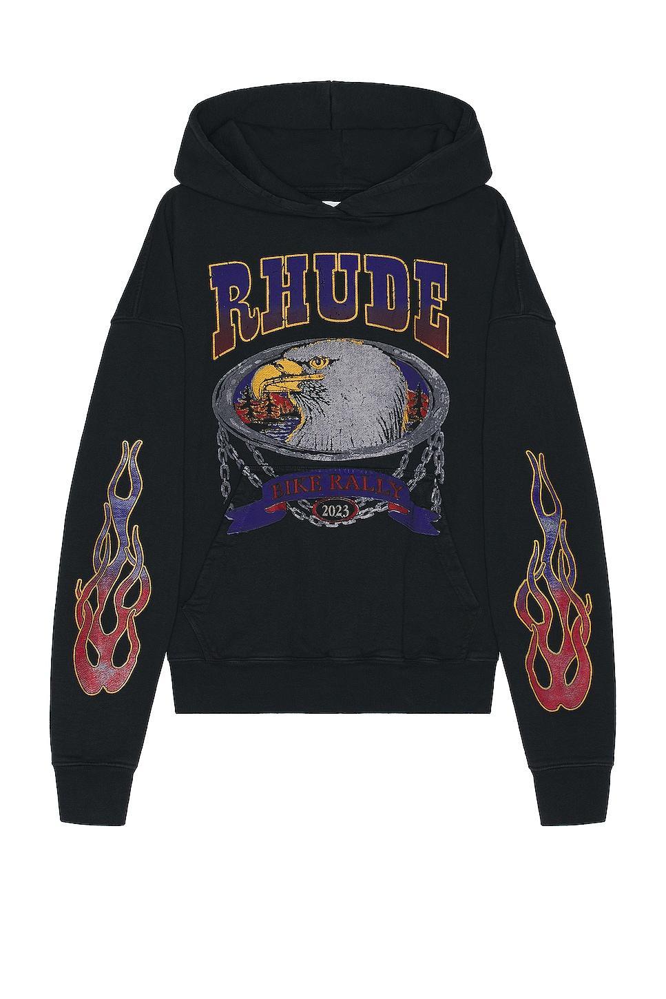 Rhude Screaming Eagle Hoodie in Vintage Black - Black. Size XL/1X (also in ). Product Image