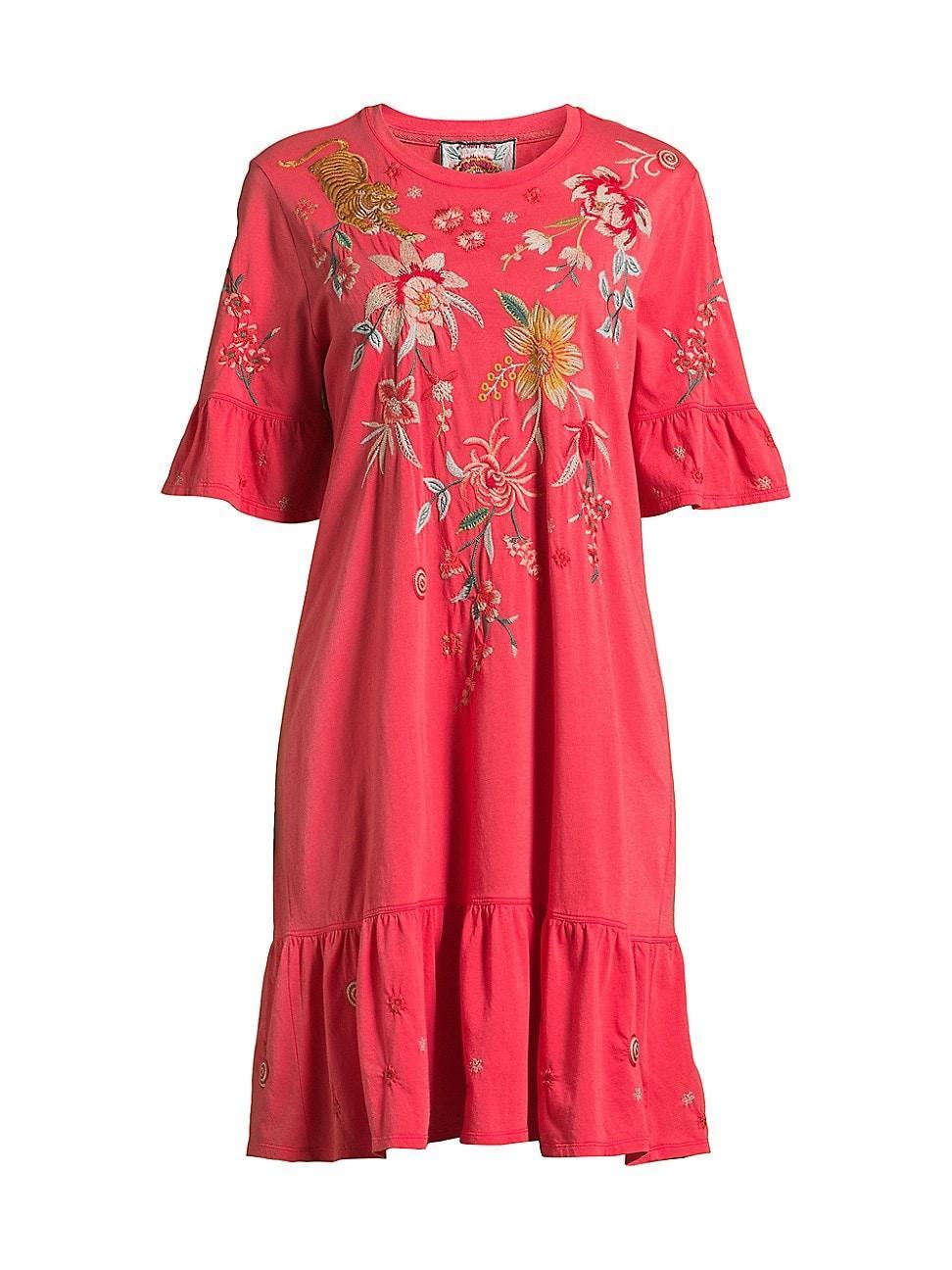 Womens Andrean Embroidered T-Shirt Dress Product Image