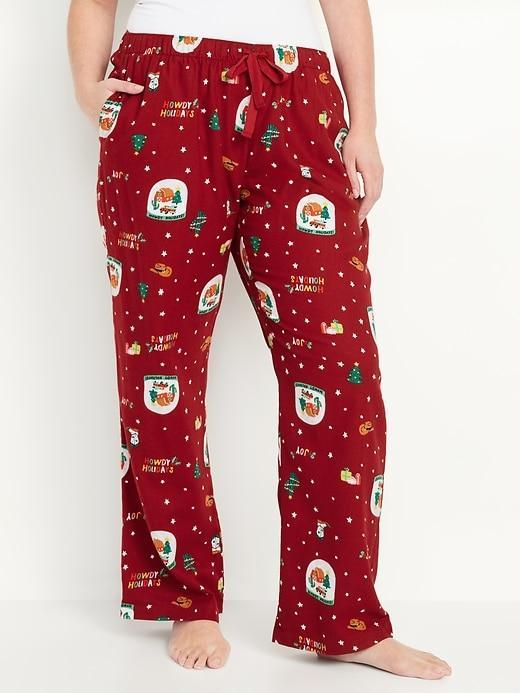 Mid-Rise Printed Flannel Pajama Pants Product Image