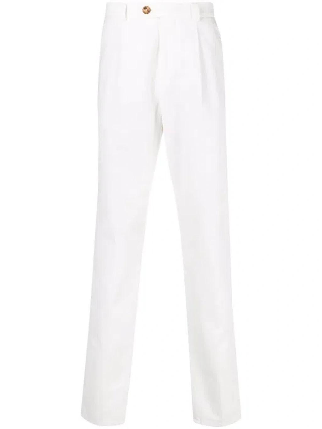 BRUNELLO CUCINELLI Leisure Fit Cotton Trousers In White Product Image