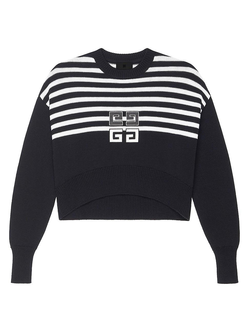 Womens 4G Cropped Sweater In Cotton With Stripes Product Image