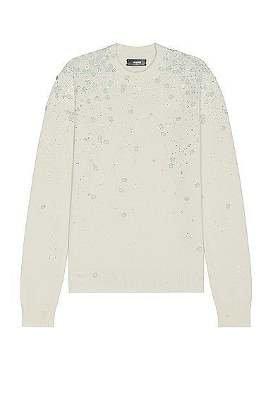 Amiri Floral Crewneck in Alabaster Mineral Green - White. Size S (also in L, M, XL/1X). Product Image