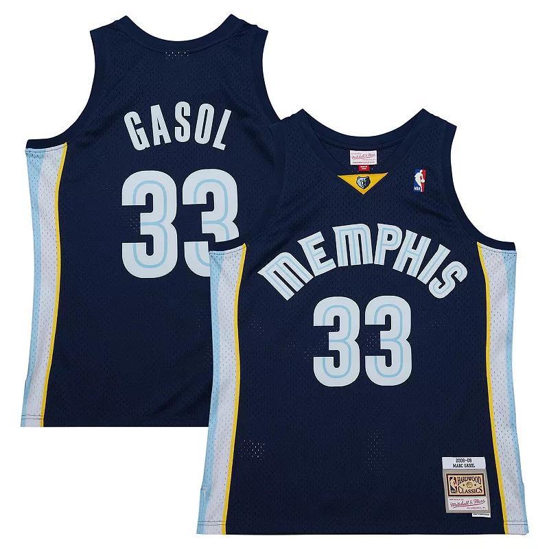 Mens Mitchell & Ness Marc Gasol Navy Memphis Grizzlies 2008/09 Hardwood Classics Swingman Throwback Jersey Grz Blue Product Image