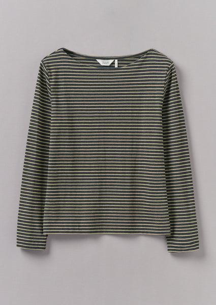 Stripe Soft Cotton Long Sleeve Tee | Grey/Sand Product Image