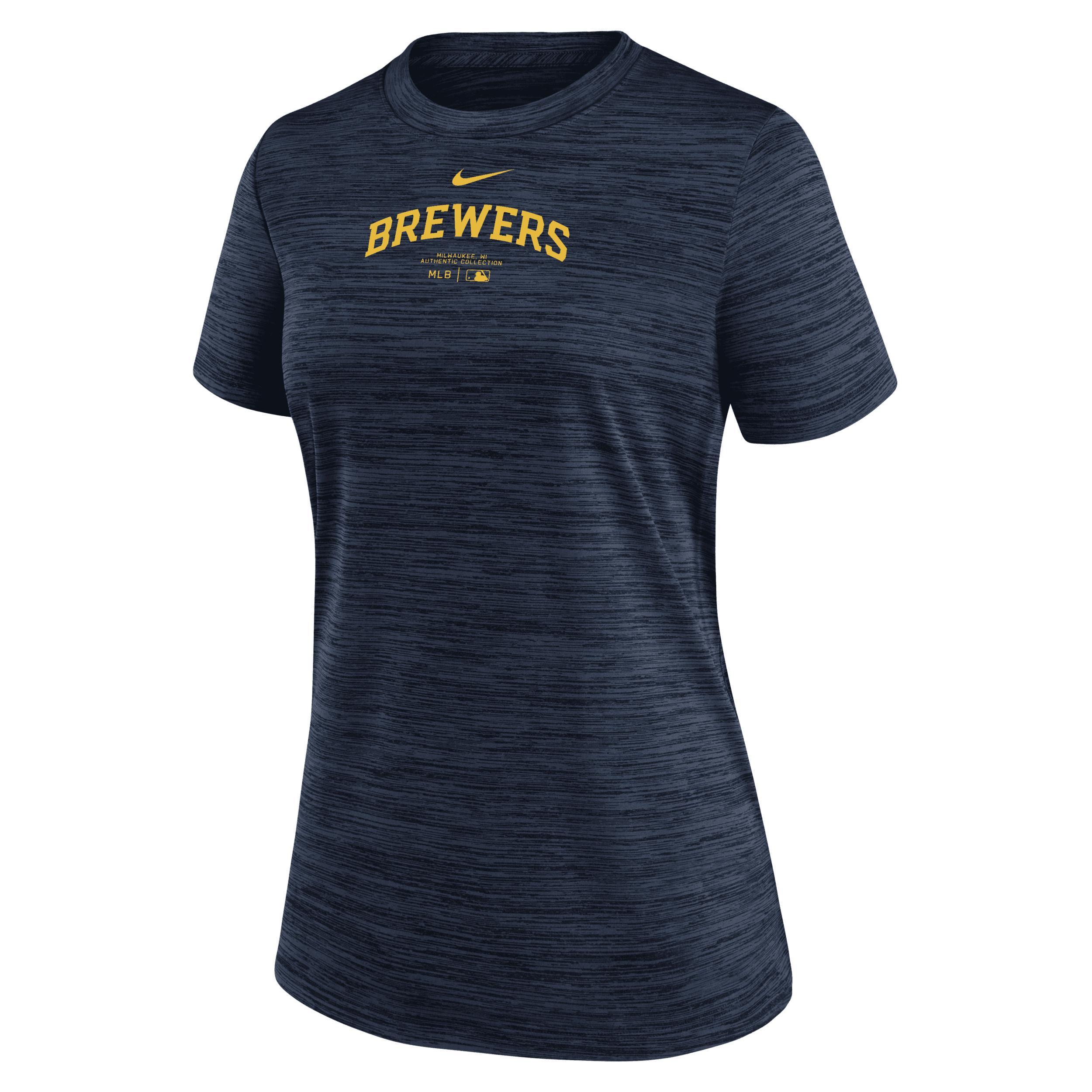 Womens Nike Navy Milwaukee Brewers Authentic Collection Velocity Performance T-Shirt Product Image