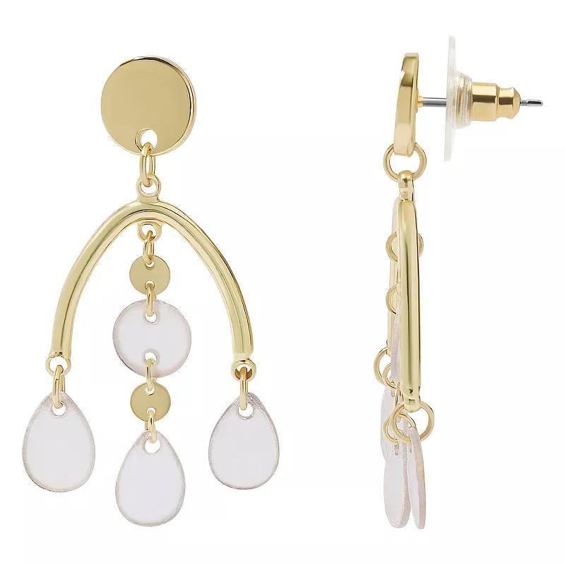 LC Lauren Conrad Gold Tone Shaky Shell Drop Earrings, Womens, White Product Image