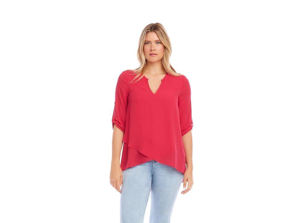 Karen Kane Women's Asymmetric Hem Wrap Top, , 100% Polyester Product Image