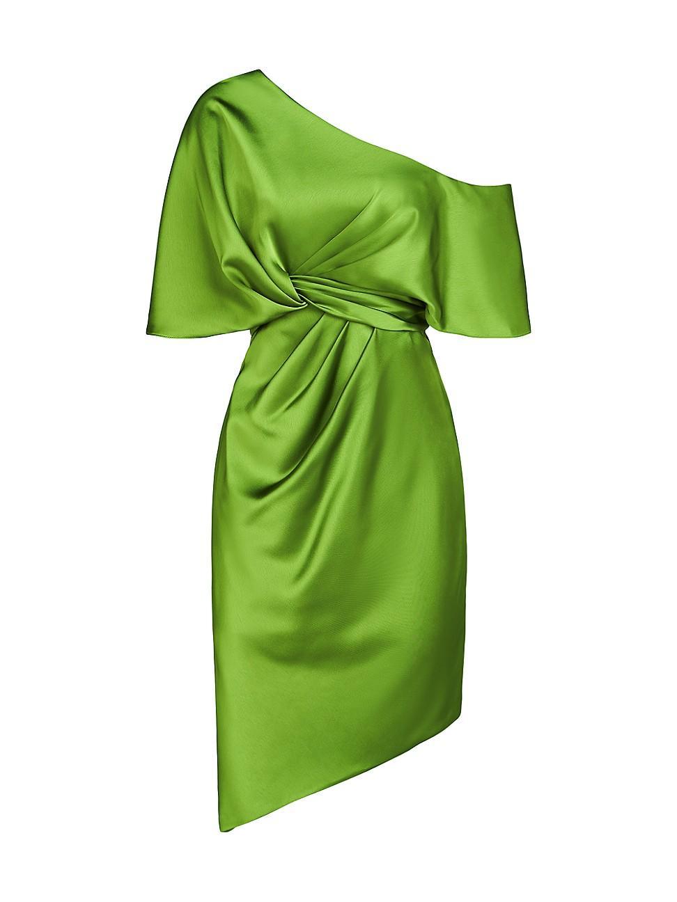 Womens Polly Satin One-Shoulder Cocktail Dress Product Image