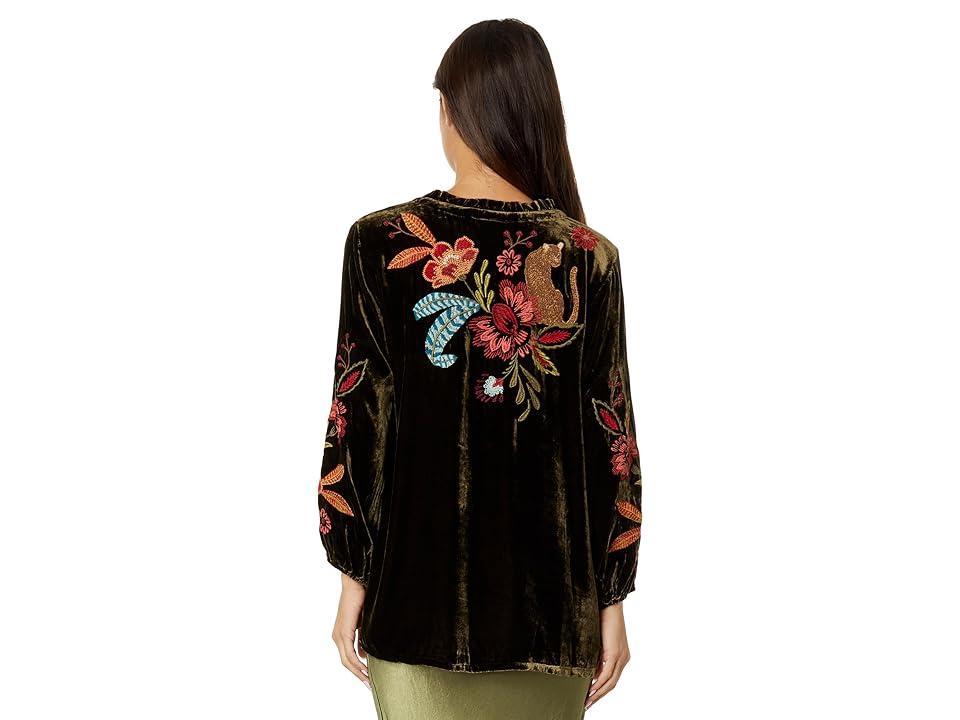 Johnny Was Isabella Velvet Field Blouse (Tiger Eye) Women's Clothing Product Image