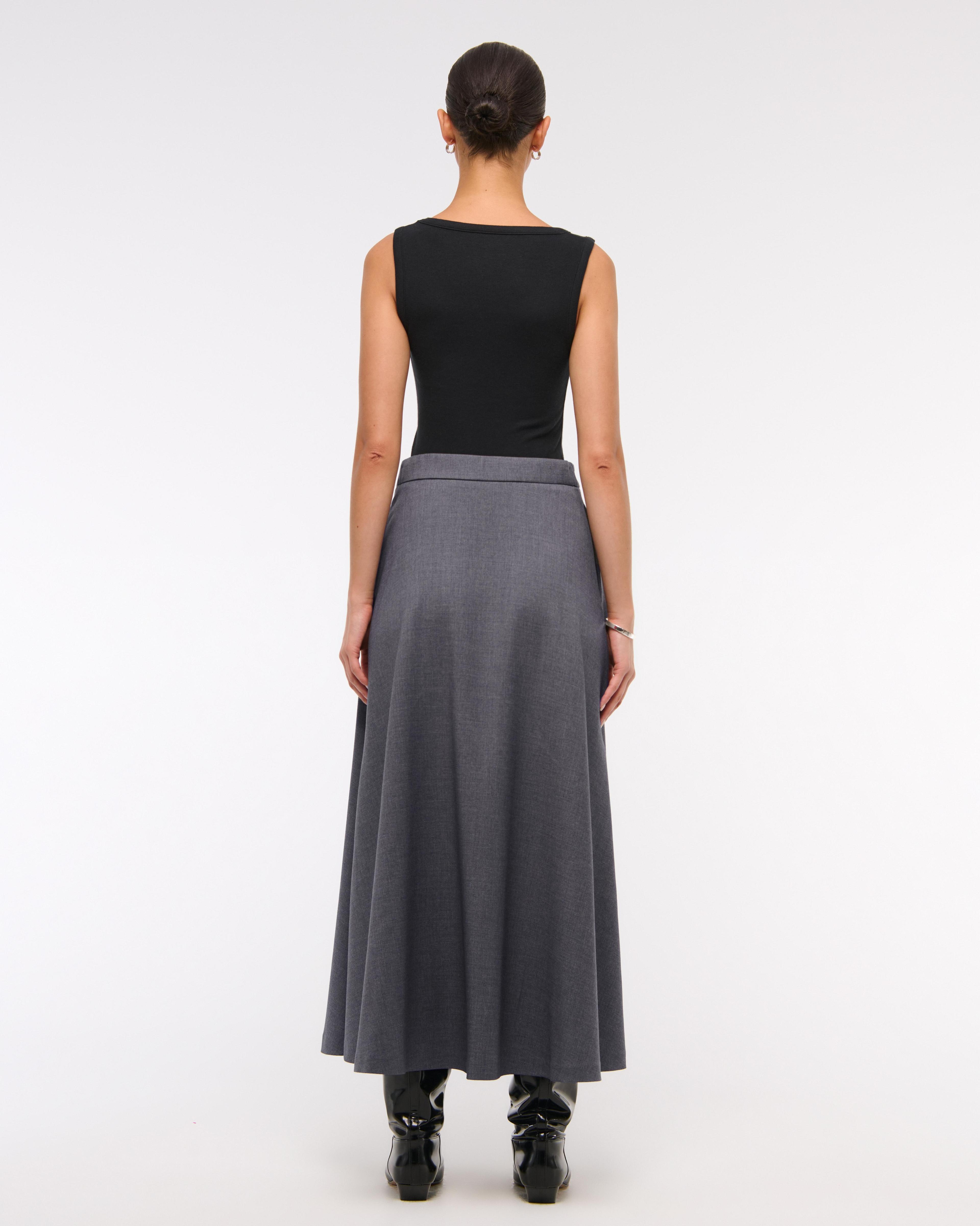 High Rise Circle-Cut Maxi Skirt Product Image