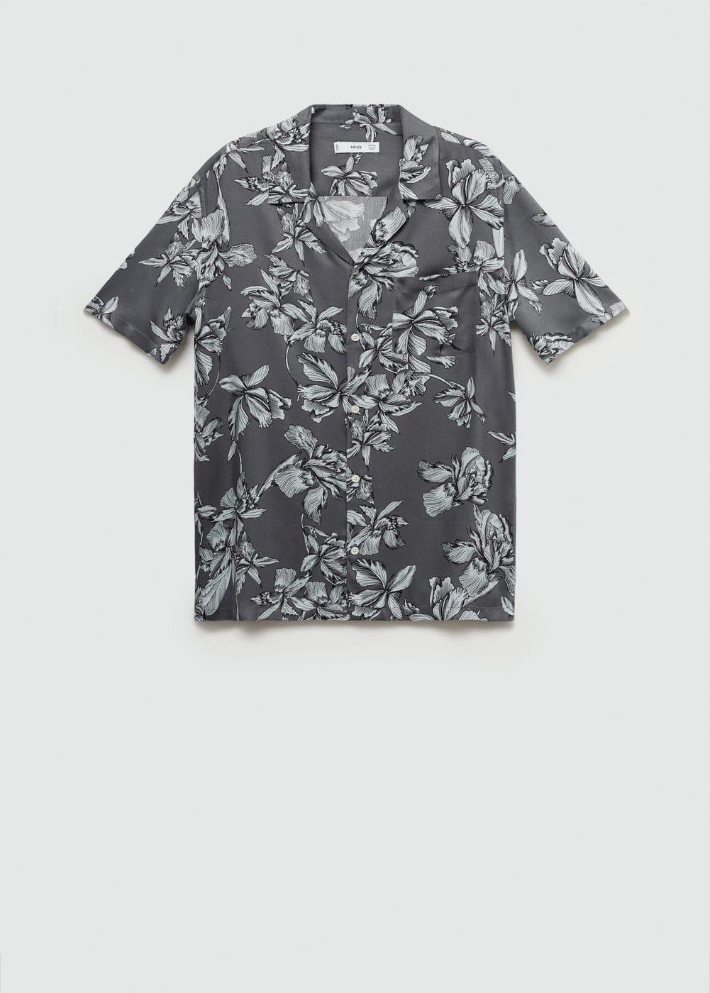 MANGO MAN - Regular-fit Hawaiian-print shirt charcoalMen Product Image