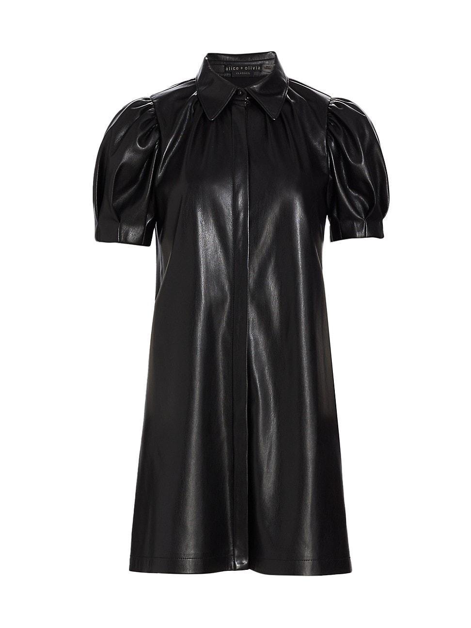 Alice + Olivia Jem Faux Leather Shift Dress Product Image