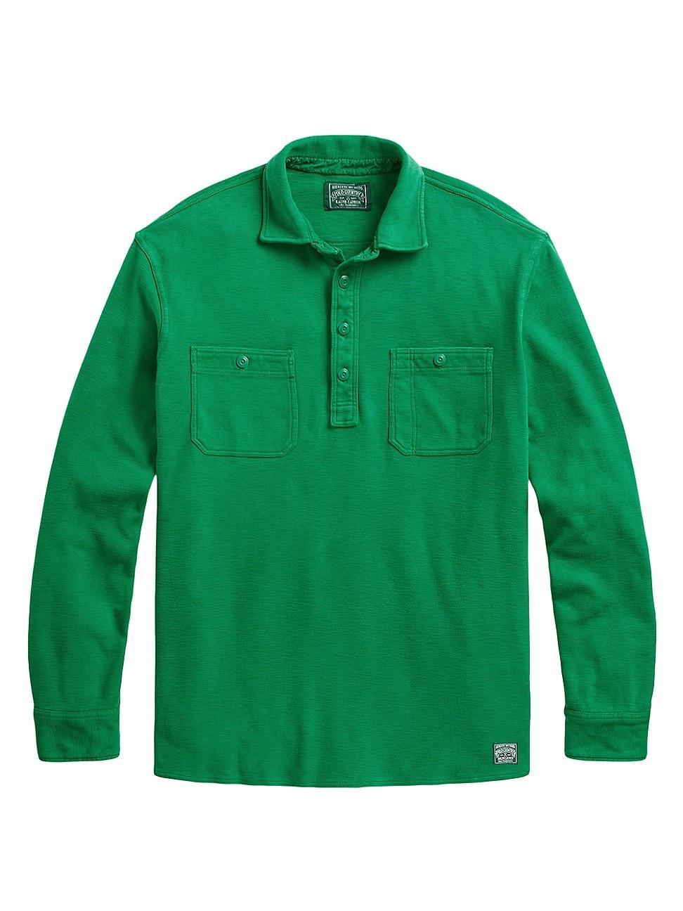 Mens Vintage Long-Sleeve Sport Polo Shirt Product Image