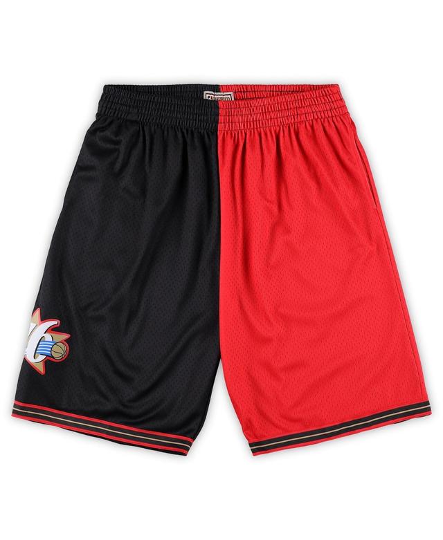 Mens Mitchell & Ness Black Philadelphia 76ers Big and Tall Hardwood Classics Split Swingman Shorts - Black Product Image