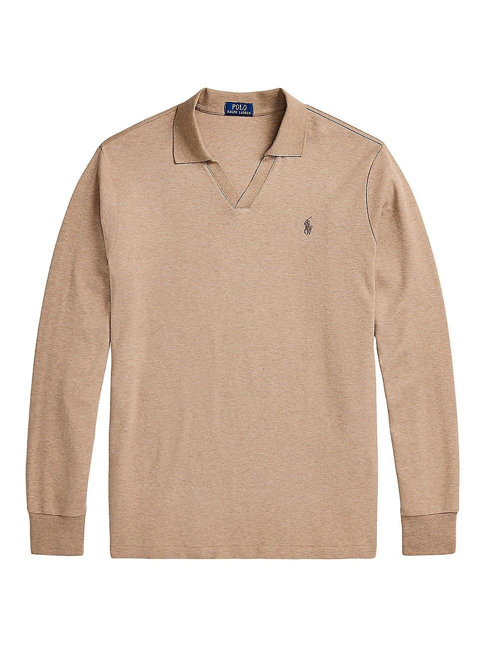 Mens Cotton Long-Sleeve Polo Shirt Product Image