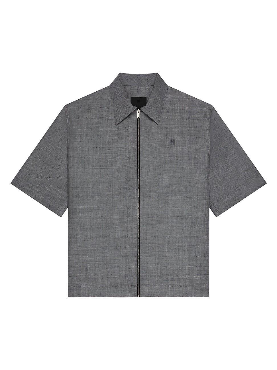 Mens Plage Zipped Shirt in Wool with 4G Detail Product Image