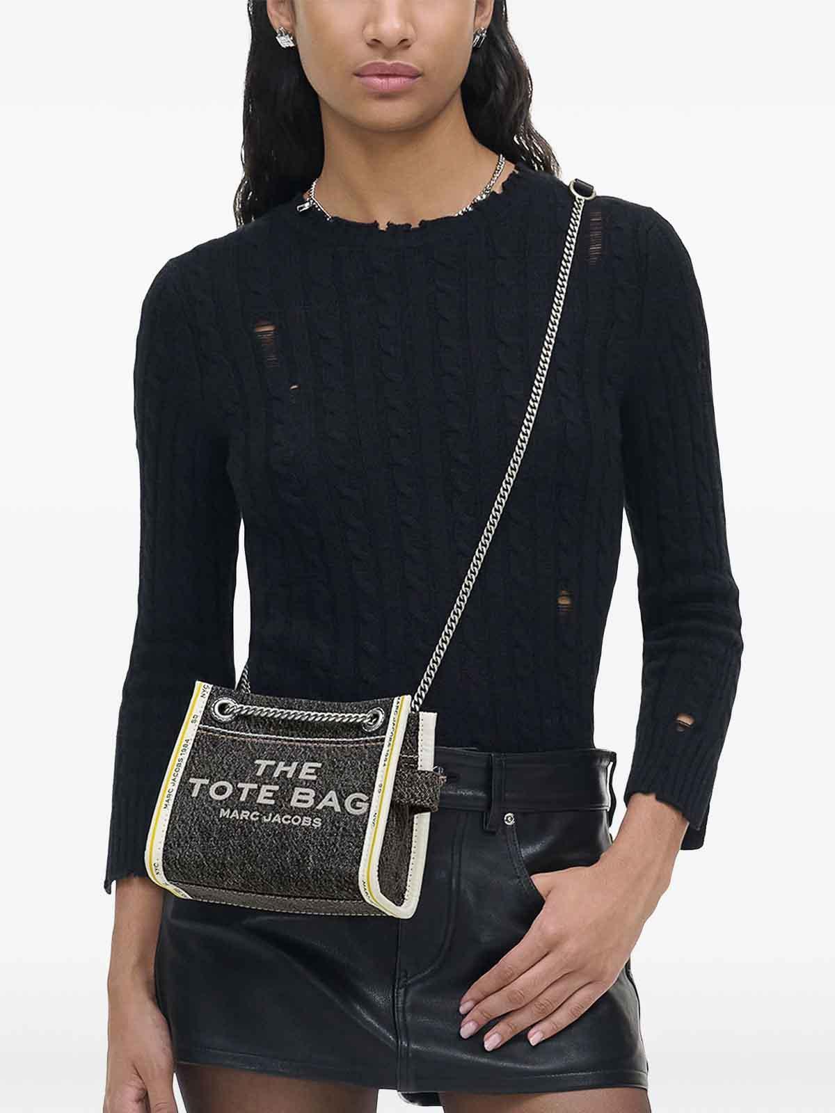 MARC JACOBS The Denim Chain Crossbody Tote Bag In Black Product Image