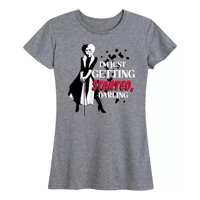 Disneys Cruella Womens Just Getting Started Graphic Tee Grey Gray Product Image