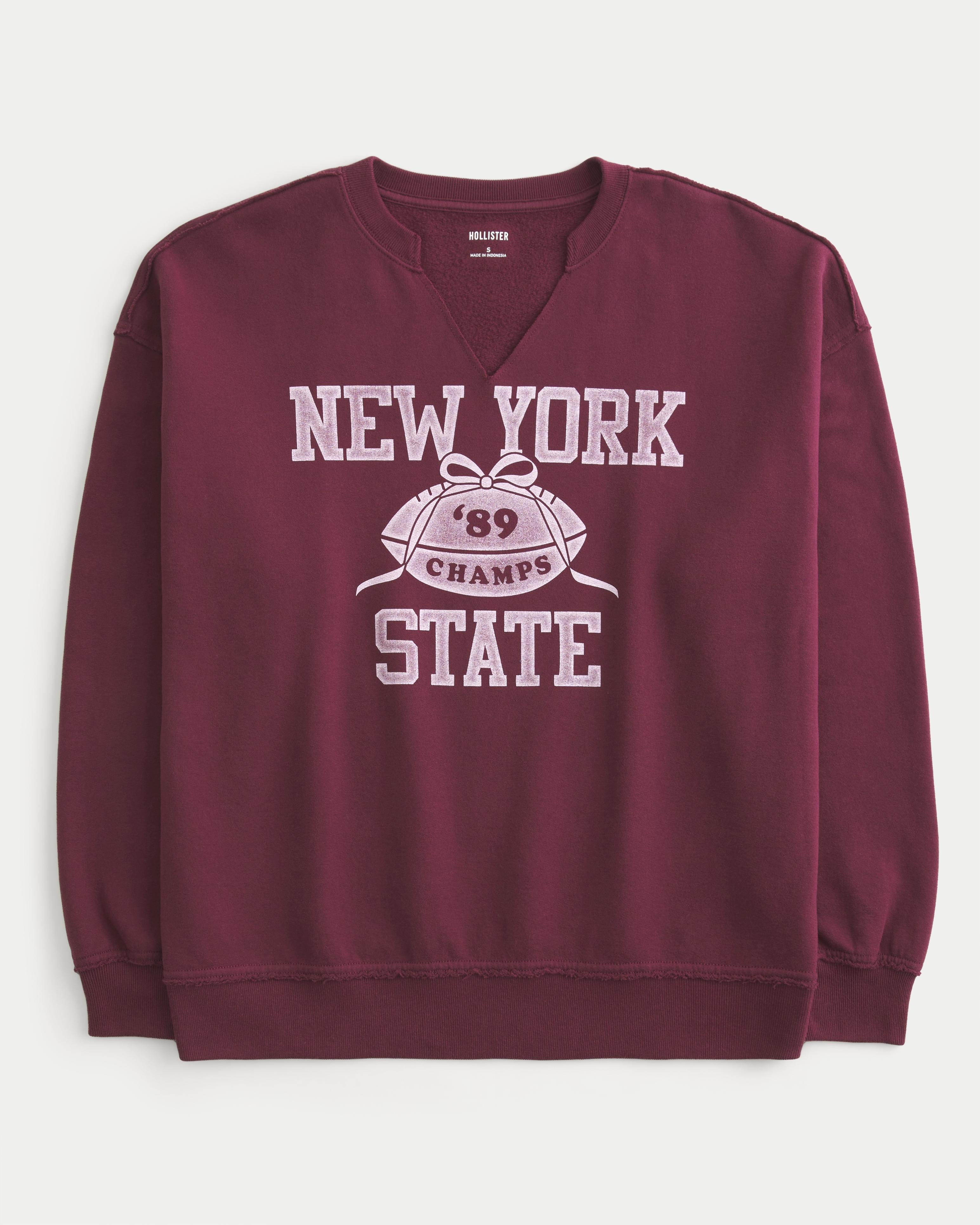 Oversized New York Graphic Notch-Neck Sweatshirt Product Image