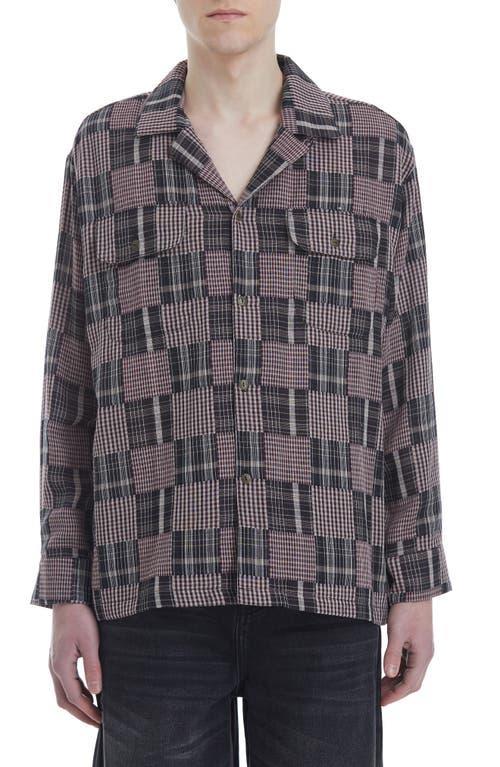 Found Multi Flannel Long Sleeve Camp Shirt Black. (also in L, S, XL/1X). Product Image