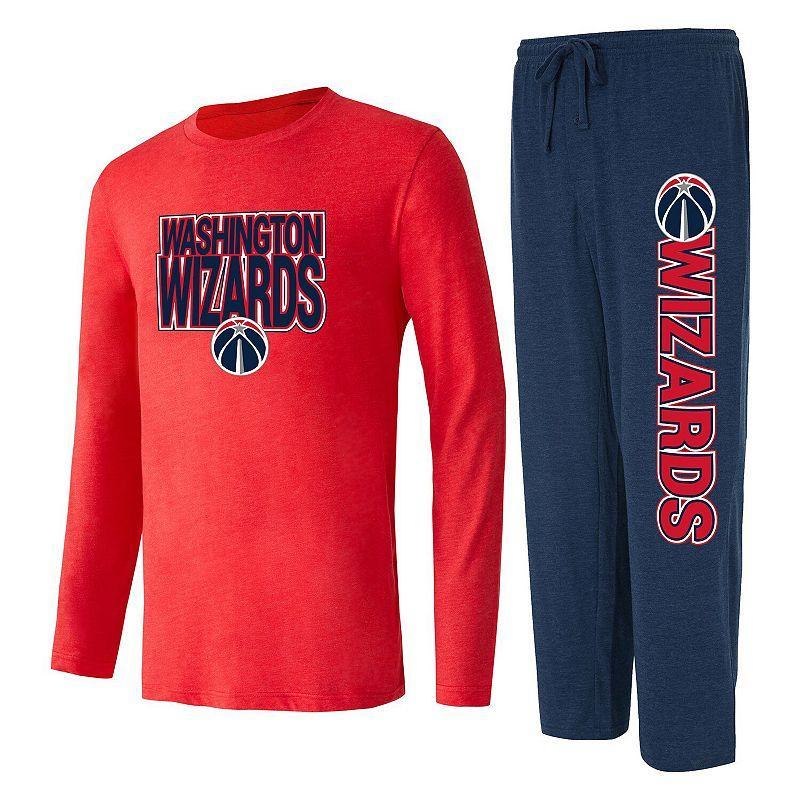 Mens Concepts Sport Navy/Red Washington Wizards Meter Long Sleeve T-Shirt & Pants Sleep Set Wiz Blue Product Image