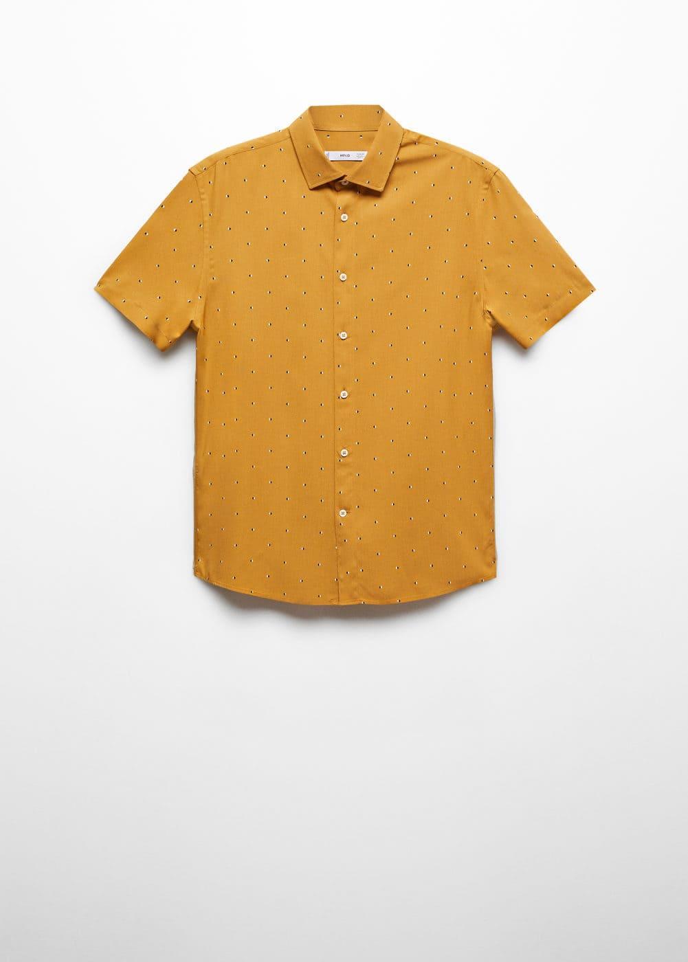 MANGO MAN - Mirco-print short sleeve shirt beigeMen Product Image