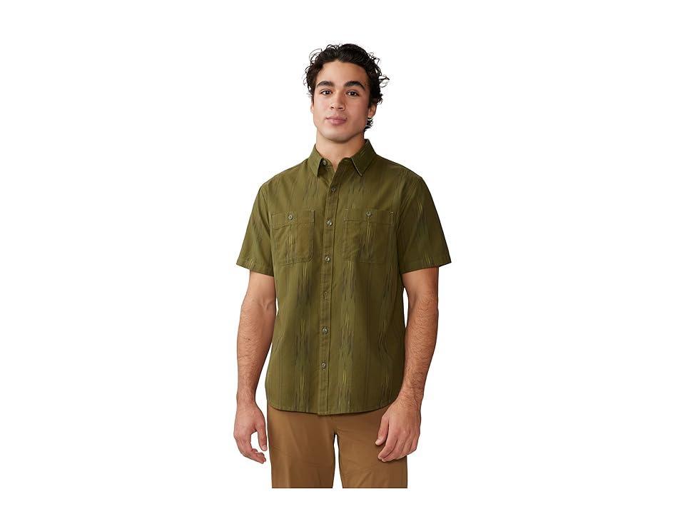 Mountain Hardwear Grove Hide Out Short Sleeve Shirt (Combat Green Ikat) Men's Clothing Product Image