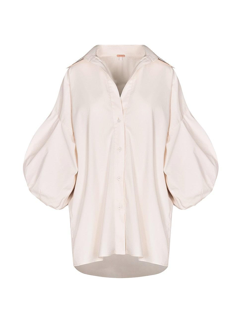 Womens Anouk Ecru Flechada Cotton Poplin Shirt Product Image