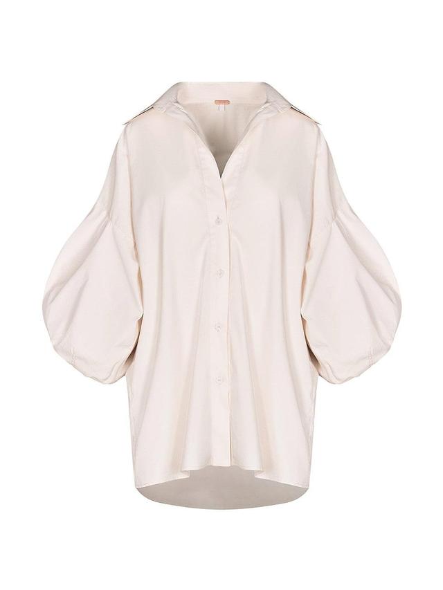 Womens Anouk Ecru Flechada Cotton Poplin Shirt Product Image