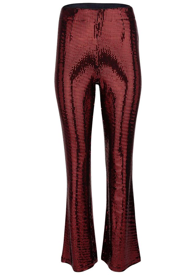 Sequin Wide Leg Pants - Red & Black Product Image