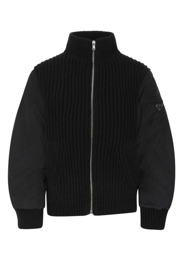 Logo Plaque Zipped Jacket In Black Product Image