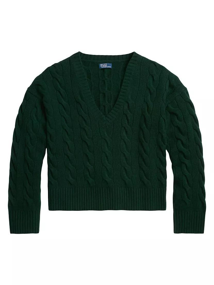 Wool-Cashmere Cable-Knit V-Neck Sweater Product Image