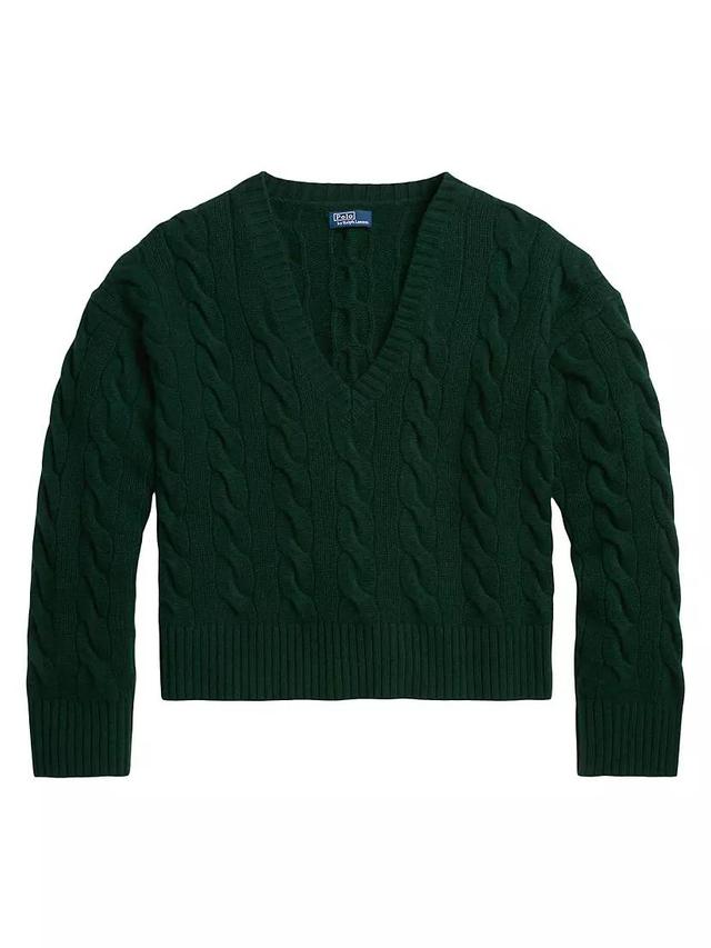 Womens Wool-Cashmere Cable-Knit V-Neck Sweater Product Image