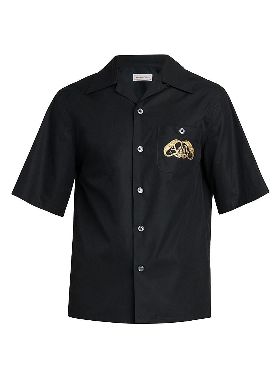 Mens Logo-Embroidered Cotton Camp Shirt Product Image