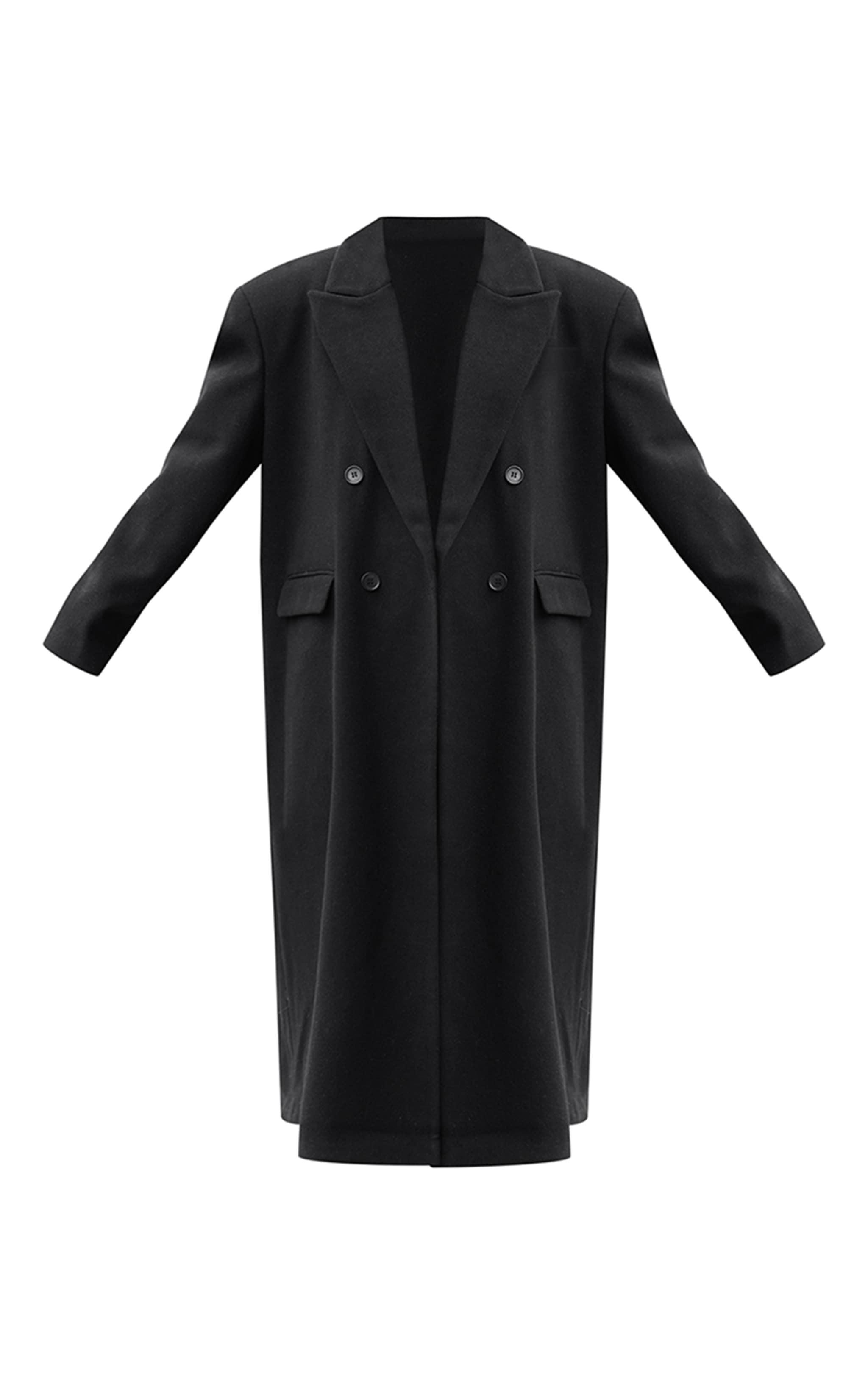 Black Structured Extreme Oversized Double Breasted Coat Product Image