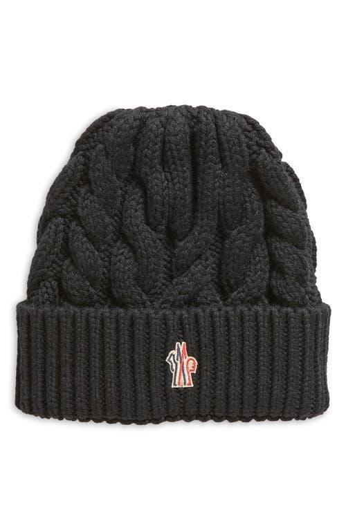 Moncler Grenoble Logo Embroidered Virgin Wool Cable Beanie Product Image