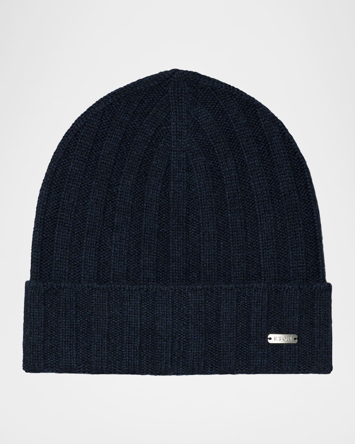 Men's Cashmere Ribbed Knit Beanie Hat Product Image