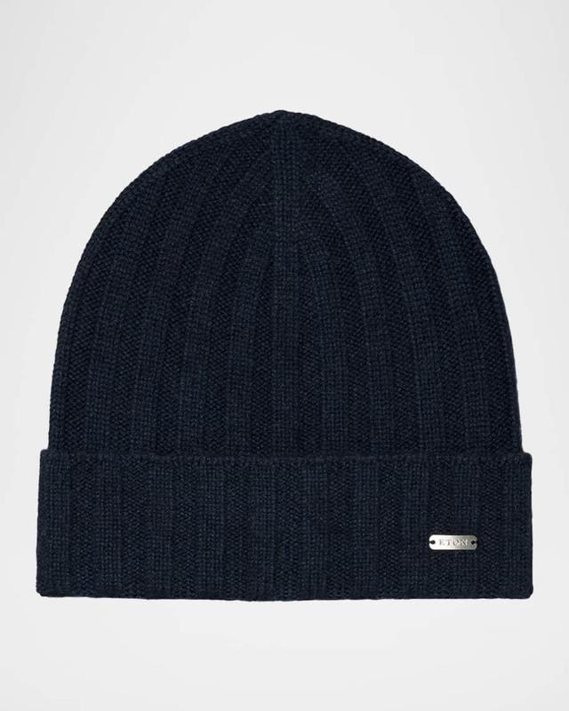 Men's Cashmere Ribbed Knit Beanie Hat Product Image