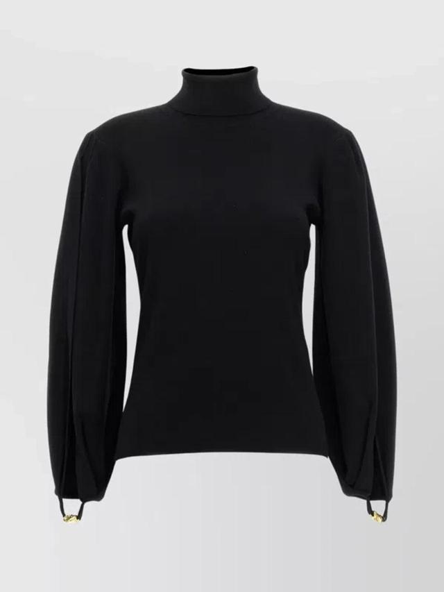 Sweater Slit Arms Gold Buttons In Black Product Image