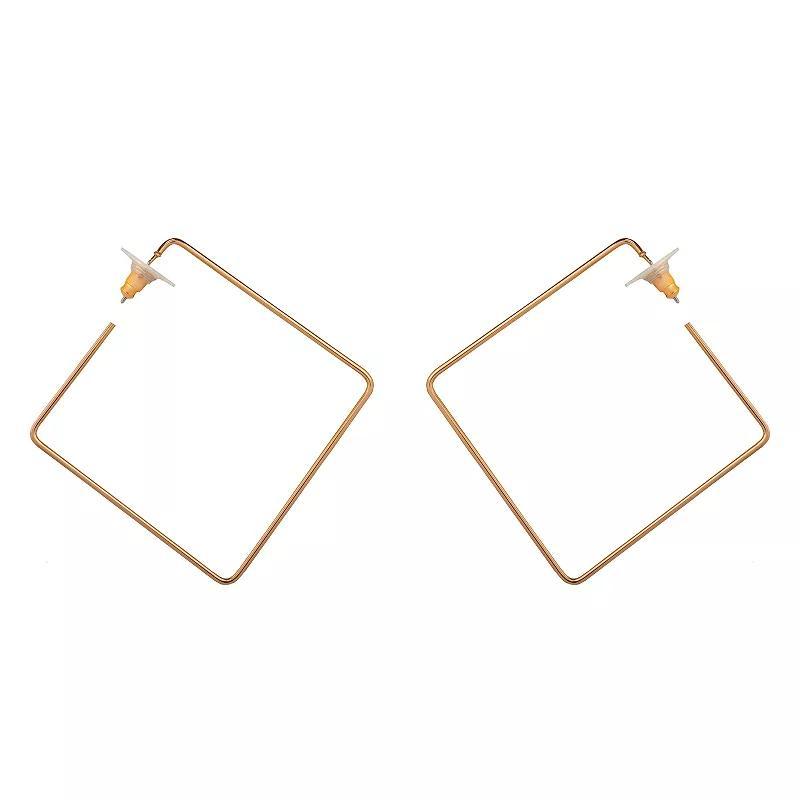 Emberly Gold Tone Square Hoop Earrings, Womens, None Product Image