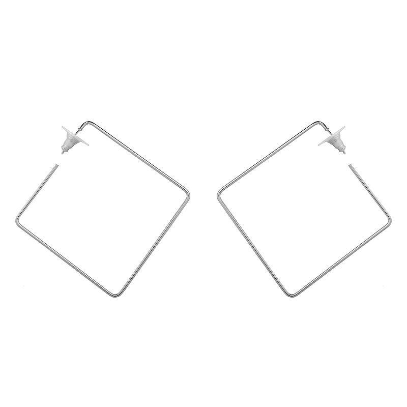 Emberly Silver Tone Large Square Hoop Earrings, Womens Product Image