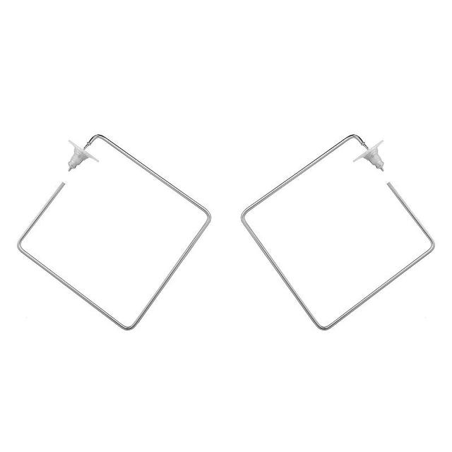 Emberly Silver Tone Large Square Hoop Earrings, Womens Product Image