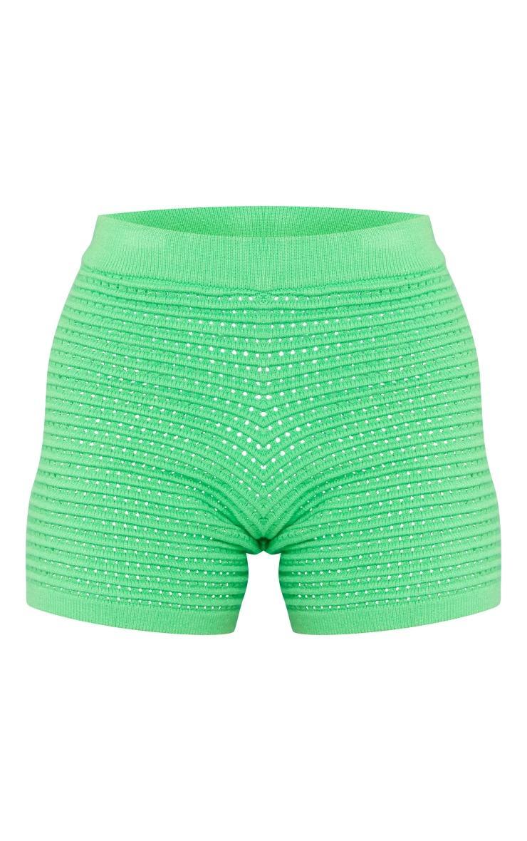 Apple Green Wave Open Knit Booty Shorts Product Image