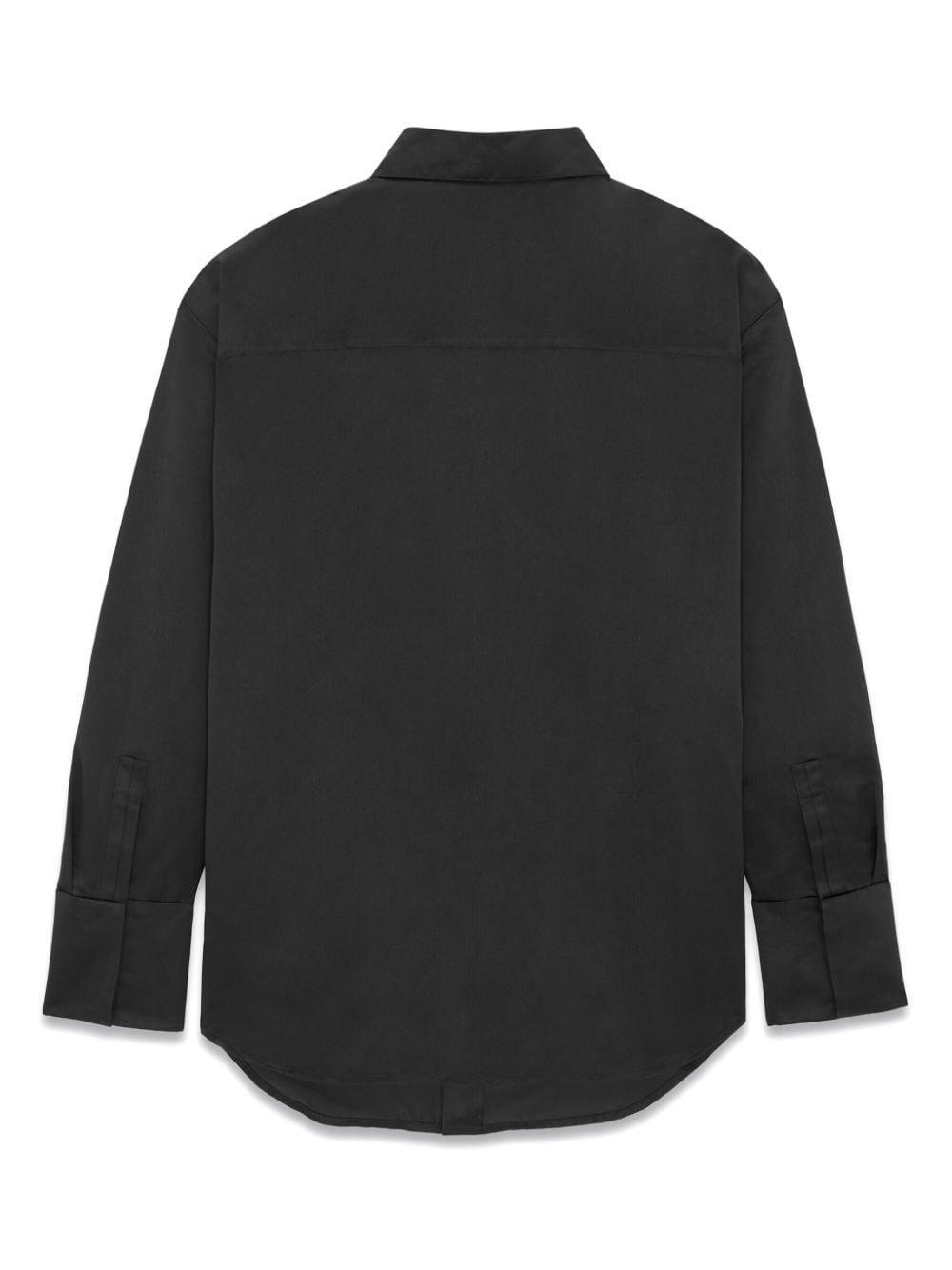 Long-sleeved Silk-linen Shirt In Black Product Image