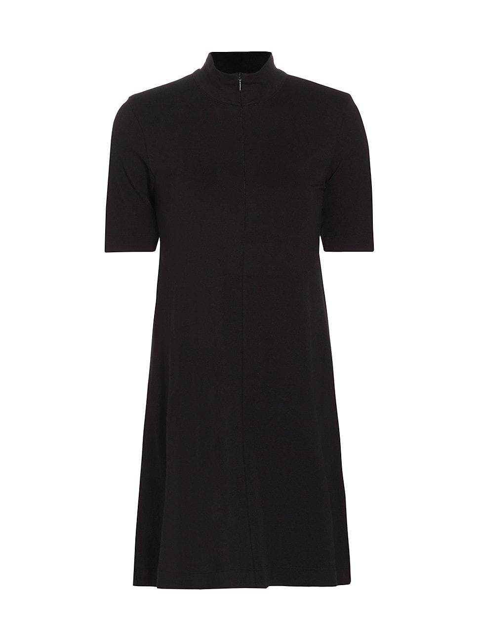 Womens Pima Cotton Zip-Front Shift Dress Product Image